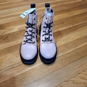 Wonder Nation Girls Combat Boots Size 4 , 5 Pink / Blush Color Blk Side Glitter